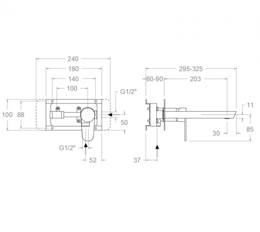 Встраиваемый смеситель для раковины ALEXIA 3620OC золото