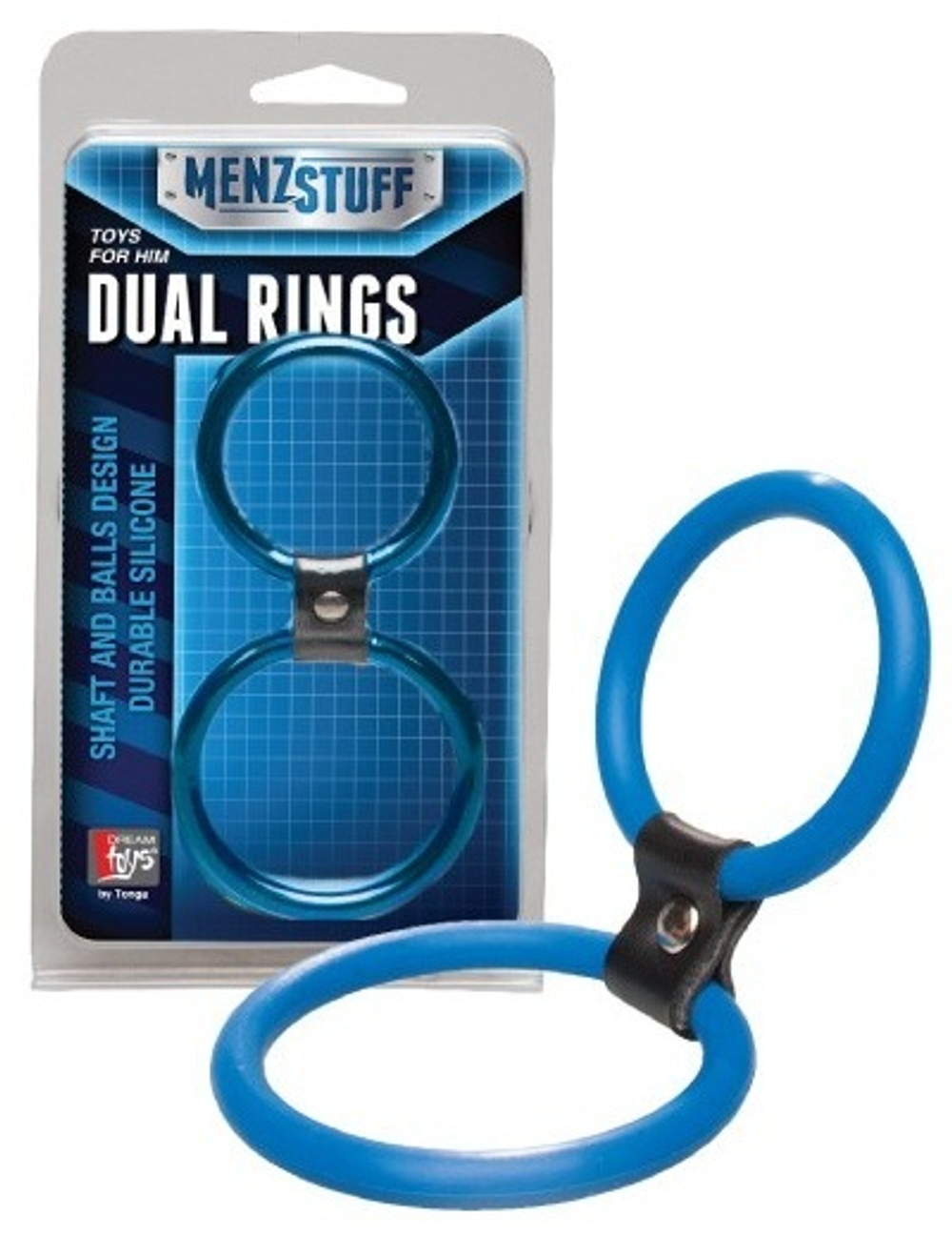 Синее двойное эрекционное кольцо Dual Rings Blue (Цвет: синий)