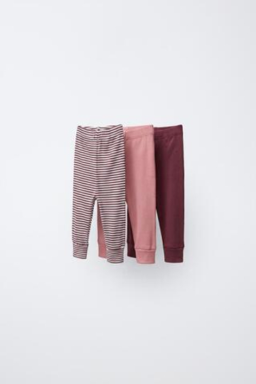 ZARA НАБОР ИЗ 3 ЛЕГИНСОВ С РЕГУЛИРУЕМОЙ ДЛИНОЙ, ПУДРОВО-РОЗОВЫЙ