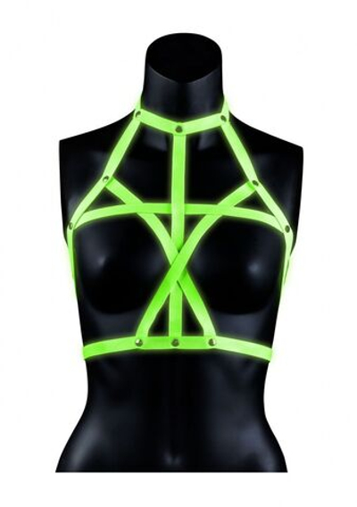 Портупея Bra Harness с неоновым эффектом - размер L-XL (Размер: L-XL) (Цвет: зеленый с черным)