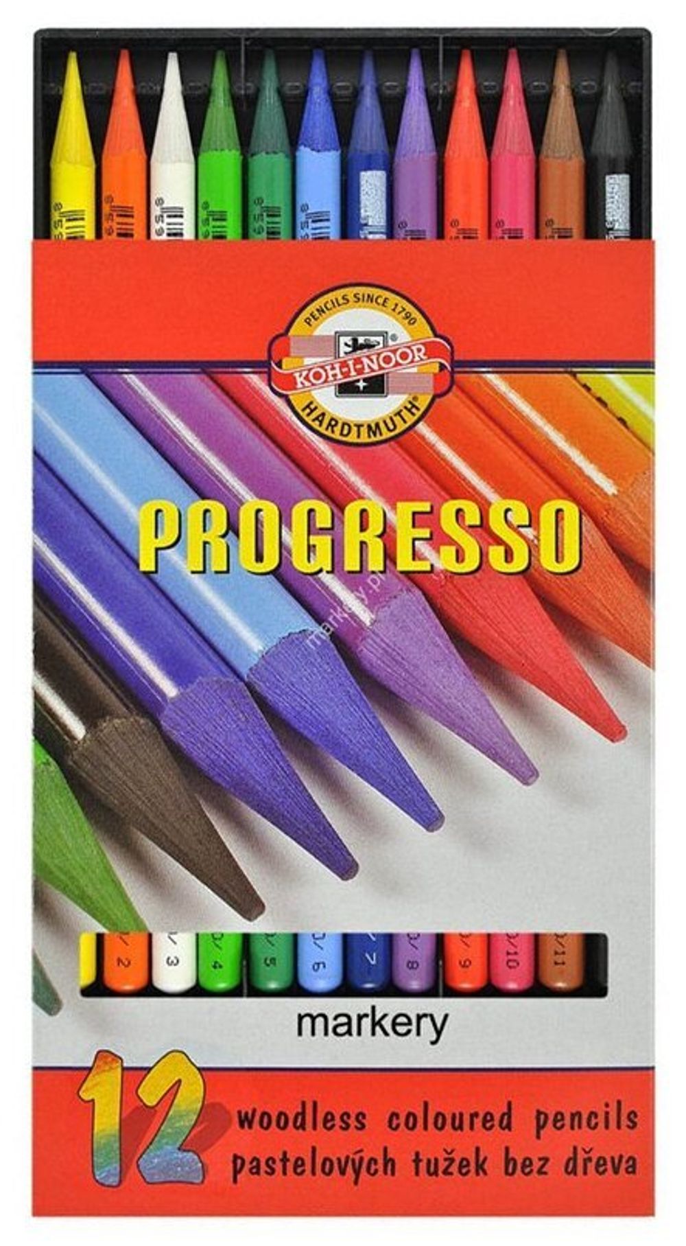 Карандаши цветные художественные KOH-I-NOOR "Progresso", 12 цветов, 7,1 мм, в лаке, без дерева, заточенные, 8756012007PZ