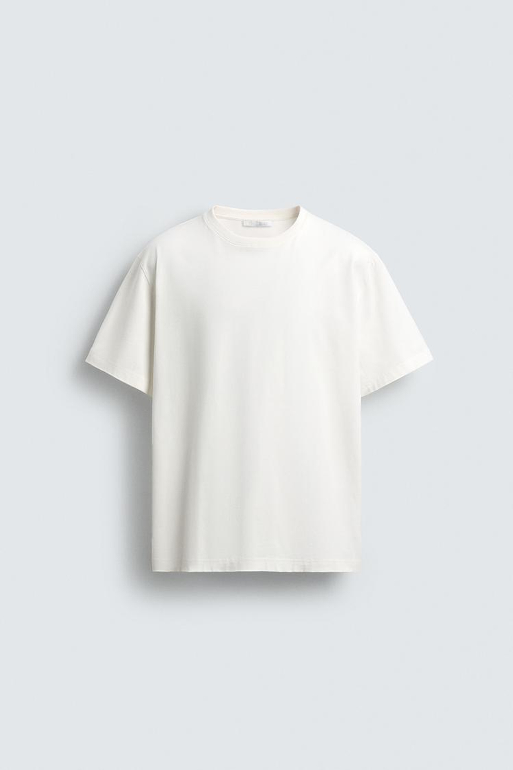 ZARA ФУТБОЛКА MEDIUM WEIGHT БАЗОВАЯ, БЕЛЫЙ