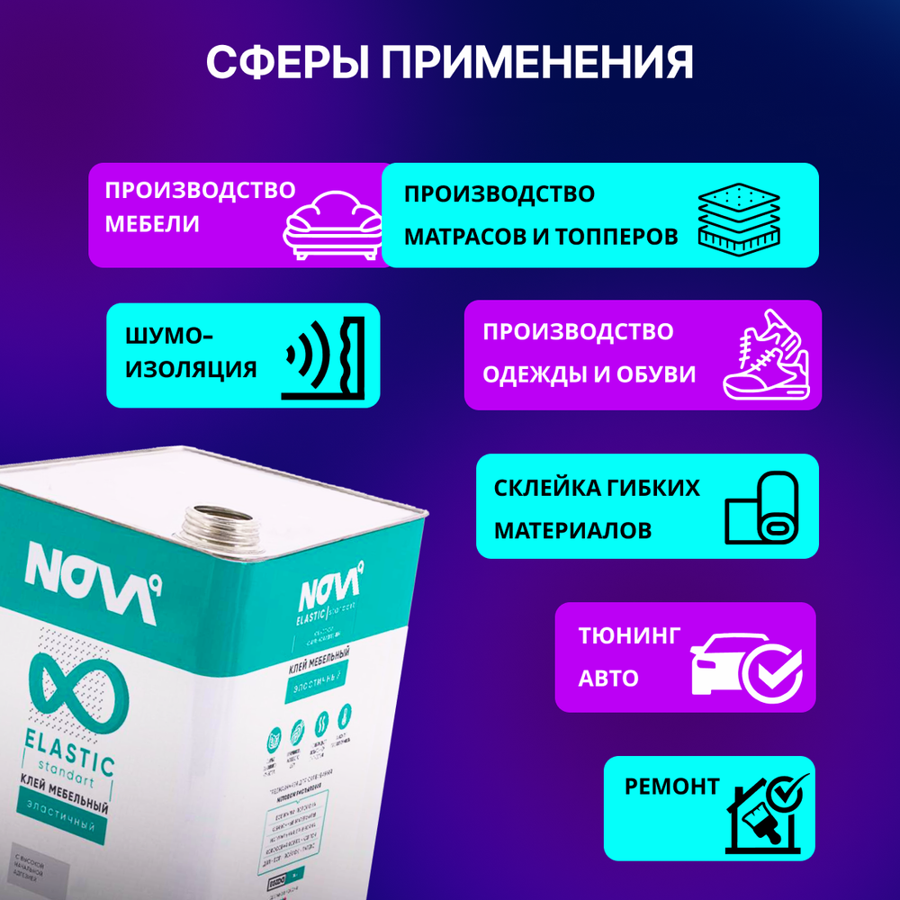 Клей мебельный для поролона, кожи, ткани, кожзама Nova, 11 кг