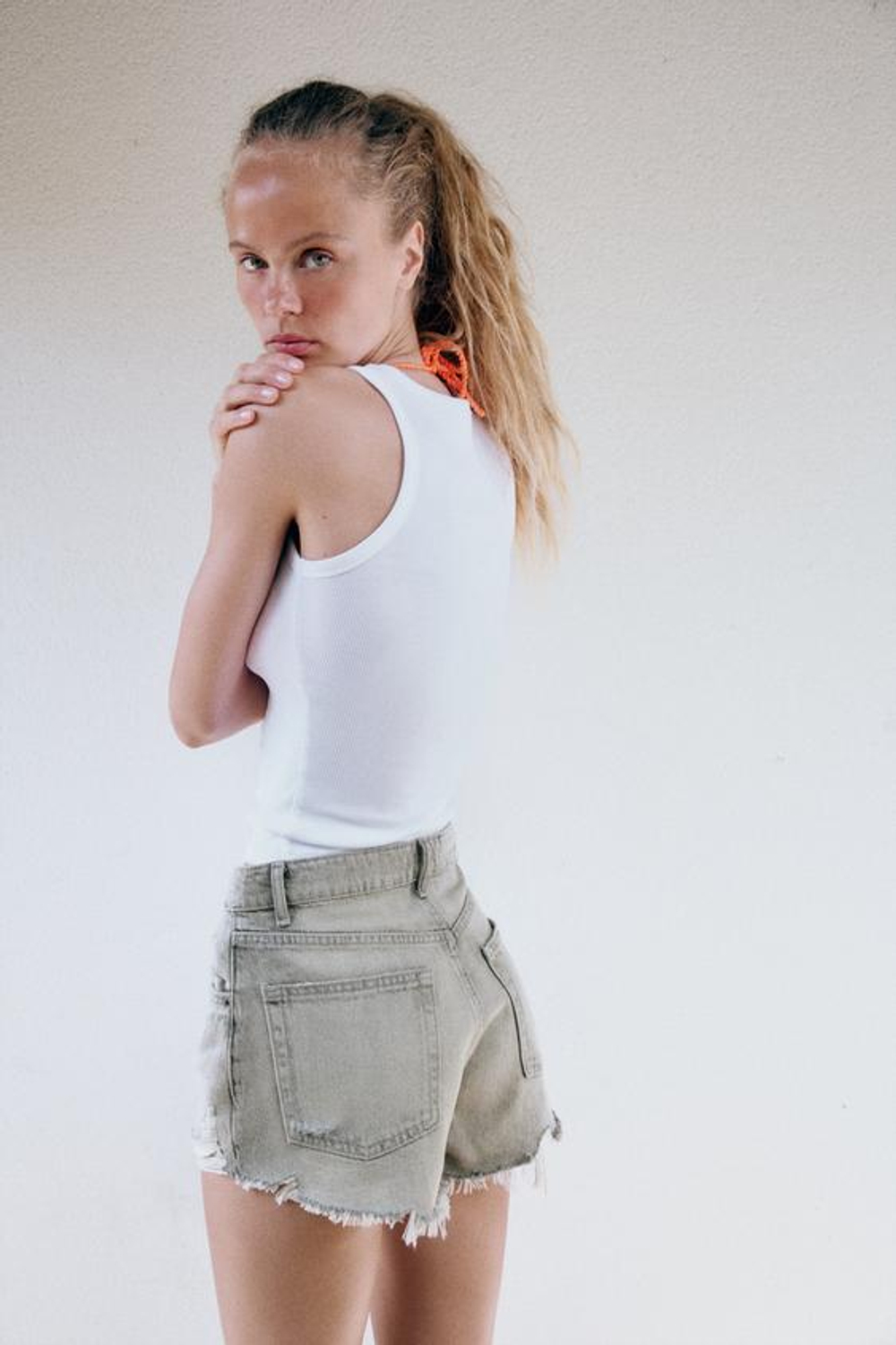 ZARA ТОП В РУБЧИК С НАДПИСЬЮ, БЕЛЫЙ