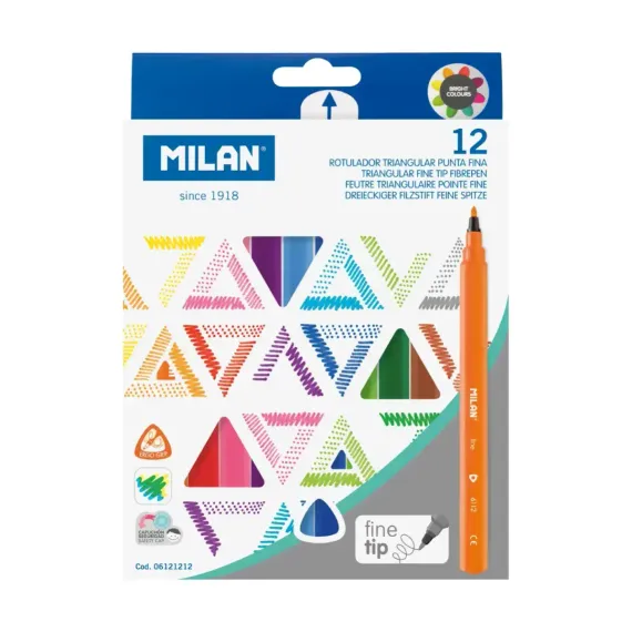 Flomaster \ фломастер Box 12 triangular fine tip fibrepens