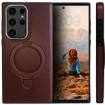 Business style чехол из кожи для SAMSUNG GALAXY S23 ULTRA с кольцом-подставкой и бархатной подкладкой