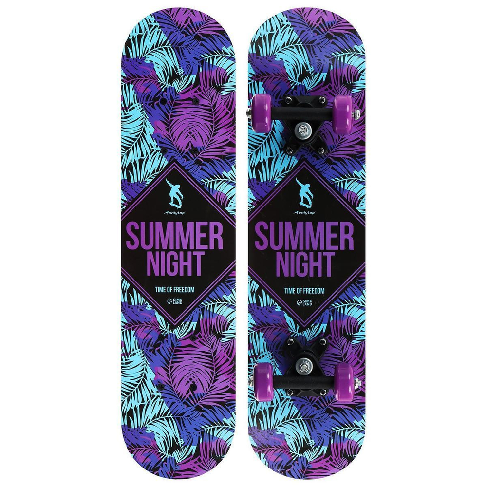 Скейтборд подростковый "Summer night" 62х16 см, колеса PVC 50 мм, пластиковая подвеска 4013657