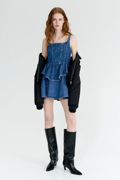Джинсовое платье с юбкой клёш — Синий деним — H&M 1322249