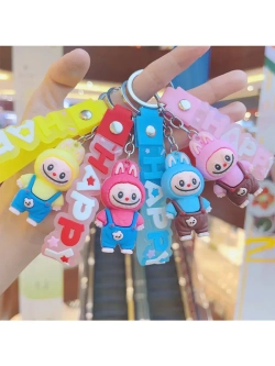 Брелок игрушка Лабубу в комбинезоне Розовый