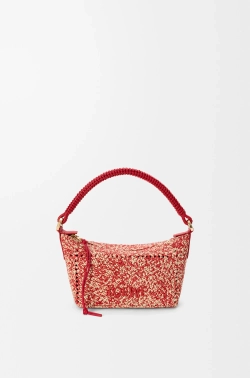 Loewe Мини-сумка Cala из телячьей кожи и рафии, красный