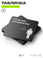 Табличка Мужская раздевалка, на дверь и стену, навигационная и информационная, серия CONCEPT, 18х18 см, Айдентика Технолоджи