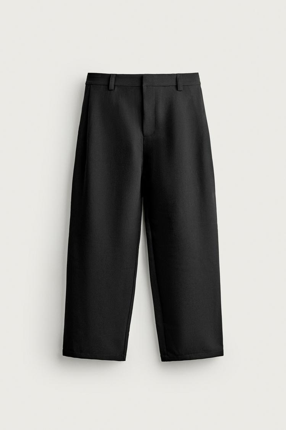ZARA БРЮКИ WIDE FIT С БОКОВЫМИ СКЛАДКАМИ, ЧЕРНЫЙ