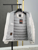 Мужской светло-серый пуховик Zegna High Performance с капюшоном