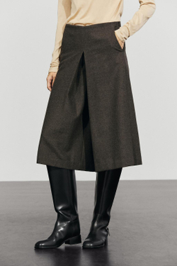 Massimo Dutti Юбка из смесовой шерсти, коричневый