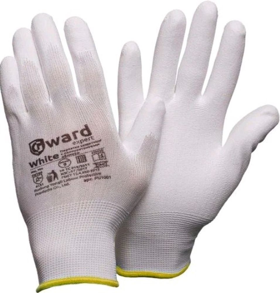 Перчатки нейлон. Облив полиуретаном /раз.7 (S) Gward White