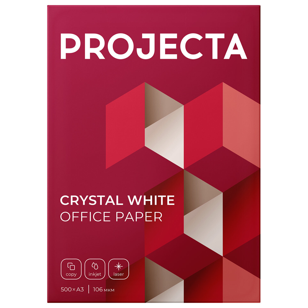 Бумага офисная БОЛЬШОГО ФОРМАТА (297×420), А3, 80 г/м2, 500 л., марка А, PROJECTA ULTRA, Россия, 162% (CIE).