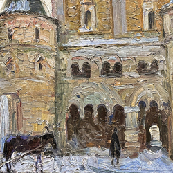 Копачев А.И. Борисоглебский монастырь. Картон, масло. СССР. 1962 г.