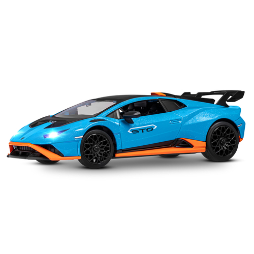 Модель 1:24 Lamborghini Huracán STO, голубой, откр. двери и капот, свет, звук