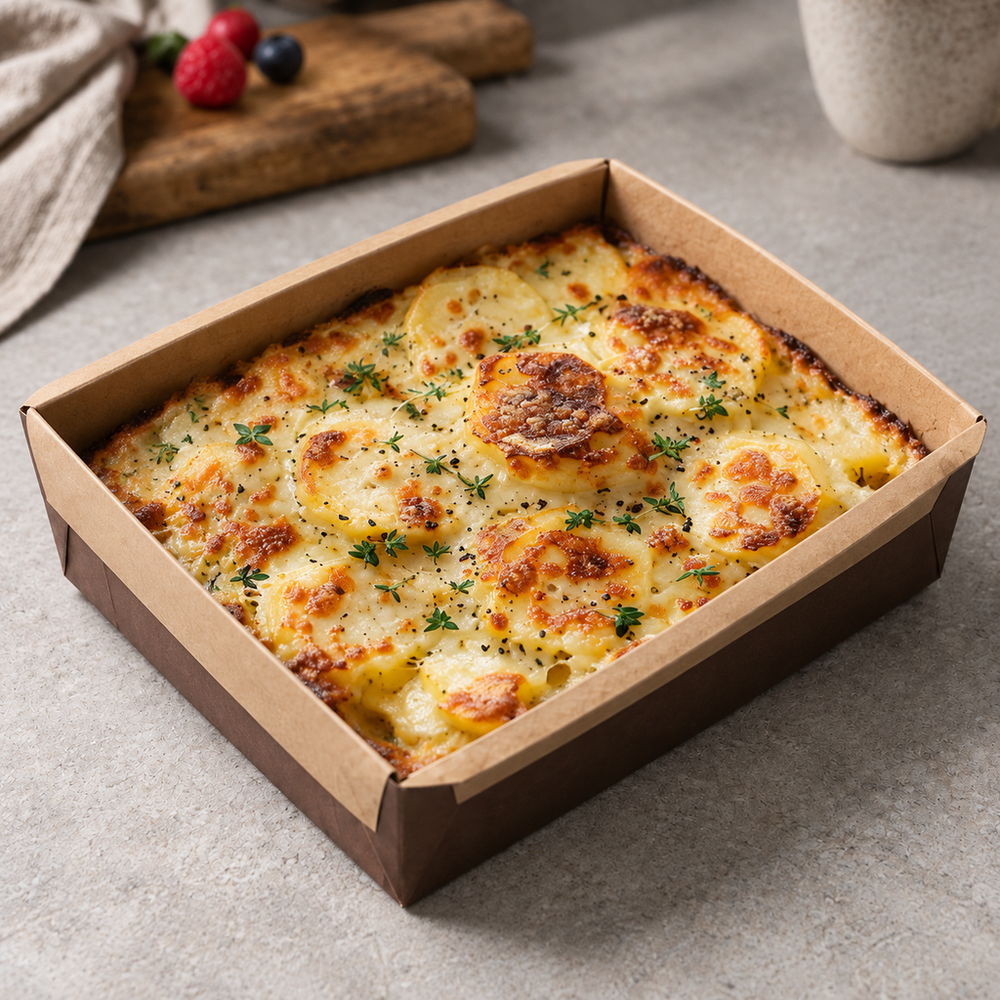 КЛАССИЧЕСКИЙ ФРАНЦУЗСКИЙ КАРТОФЕЛЬНЫЙ ГРАТЕН С ЧЕДДЕРОМ И ПАРМЕЗАНОМ