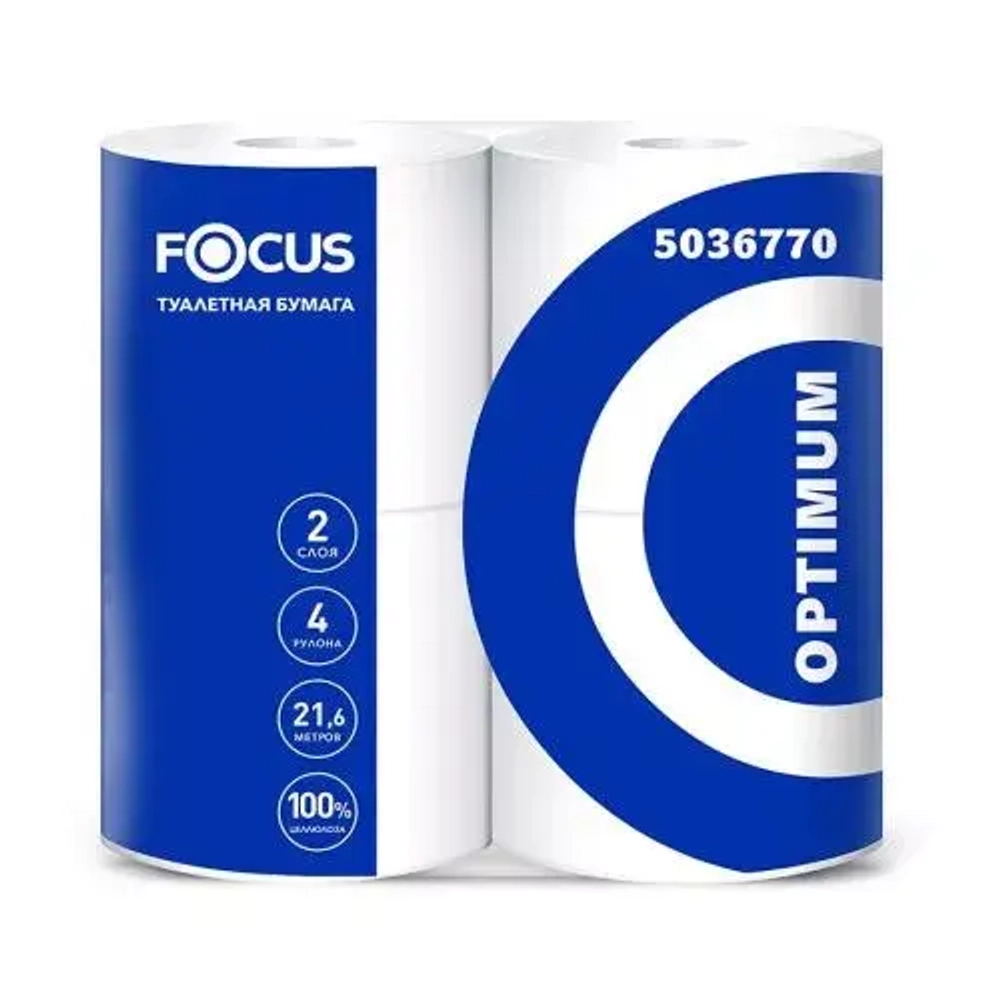 БУМАГА ТУАЛЕТНАЯ ДВУХСЛОЙНАЯ С ТИСНЕНИЕМ И ПЕРФОРАЦИЕЙ HAYAT KIMYA FOCUS OPTIMUM 5036770, 4 рулона