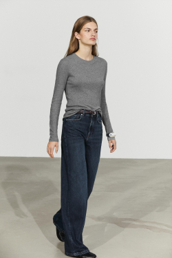 Massimo Dutti Футболка из смесового хлопка, светло-серый