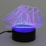 Светильник ночник «3D-Корабль» на пластиковой подставке, с включателем USB