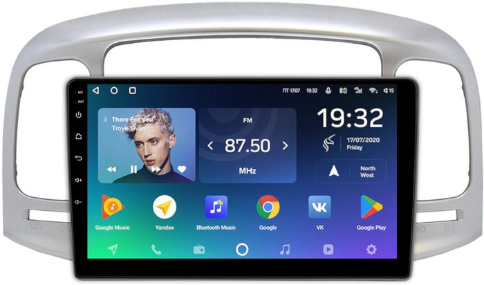 Магнитола для Hyundai Verna 2006-2010 (рамка серебро) - Teyes CC2 PLUS монитор 9" QLED, Android 10, Быстрая, SIM-слот