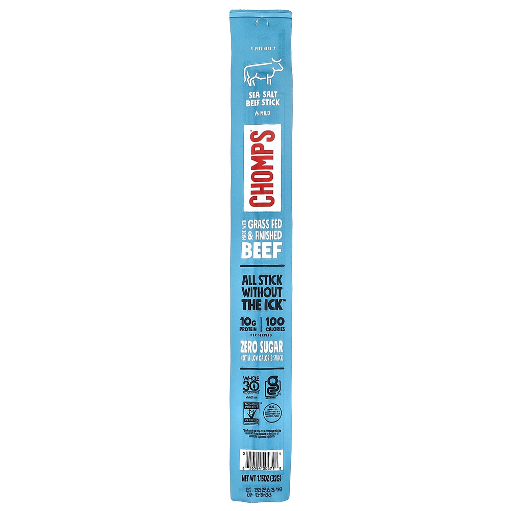 Chomps, Sea Salt Beef Stick, Mild, 24 Sticks, 1.15 oz (32 g) Each