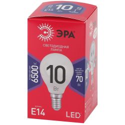 Лампа светодиодная ЭРА RED LINE LED P45-10W-865-E14 R 10Вт шар холодный дневной свет E14 | Лампы cветодиодные Шар (G/P)
