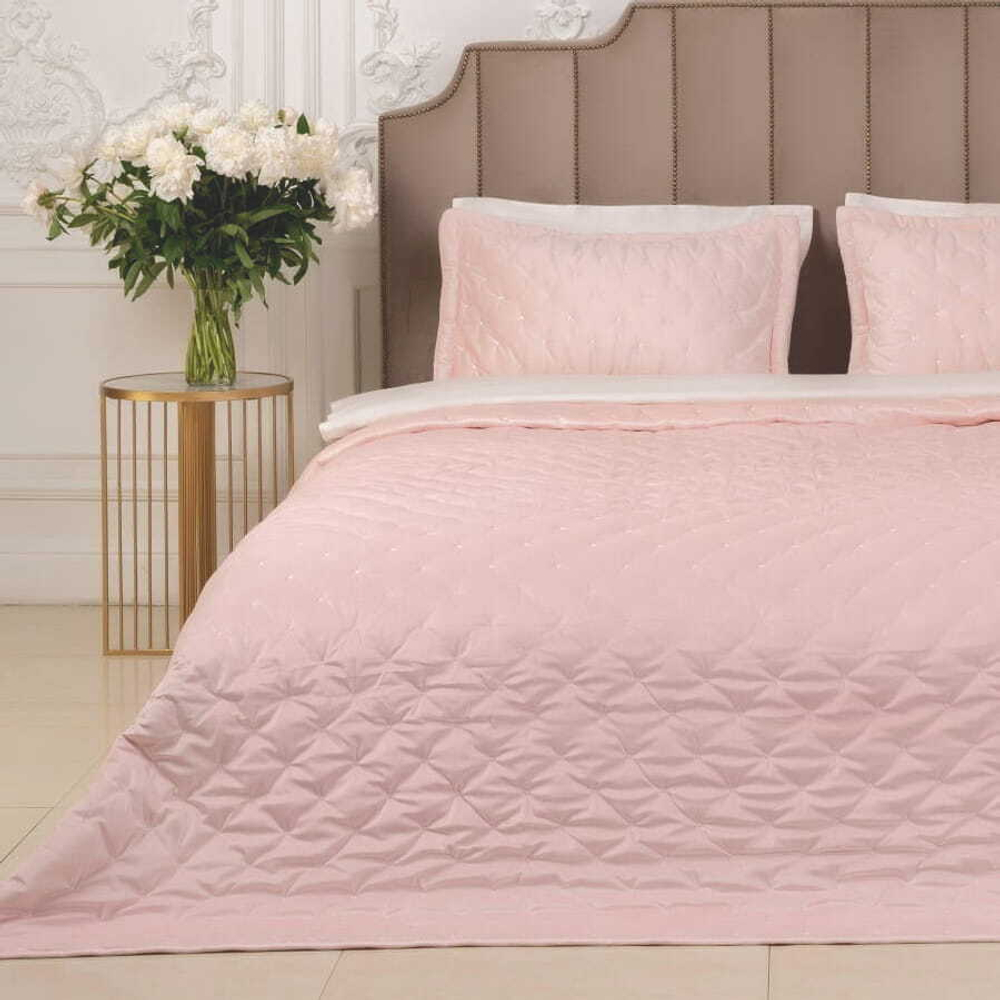 Покрывало 180x240 и наволочка 50x70 Arya home Ansel розовое