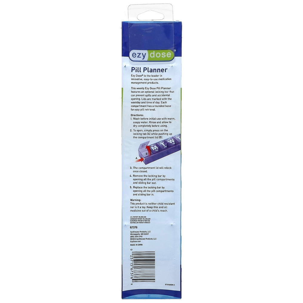 Ezy Dose, еженедельный органайзер для таблеток, с замком, 3XL, 1 шт.