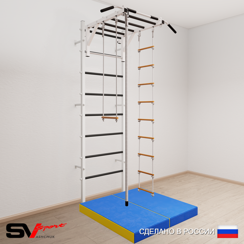 Шведская стенка Sv Sport усиленная 6364 (Турник рукоход/Канат/Лестница/Трапеция/Мат 1м)