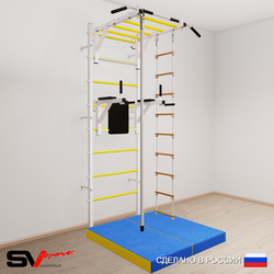 Шведская стенка Sv Sport 5454 (Турник рукоход/Брусья/Канат/Лестница/Мат 1м)
