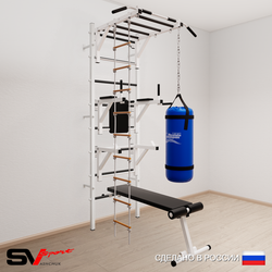 Шведская стенка Sv Sport усиленная 6621 (Турник рукоход/Брусья/Стойка/Скамья/Лестница/Цепь/Мешок 15кг)
