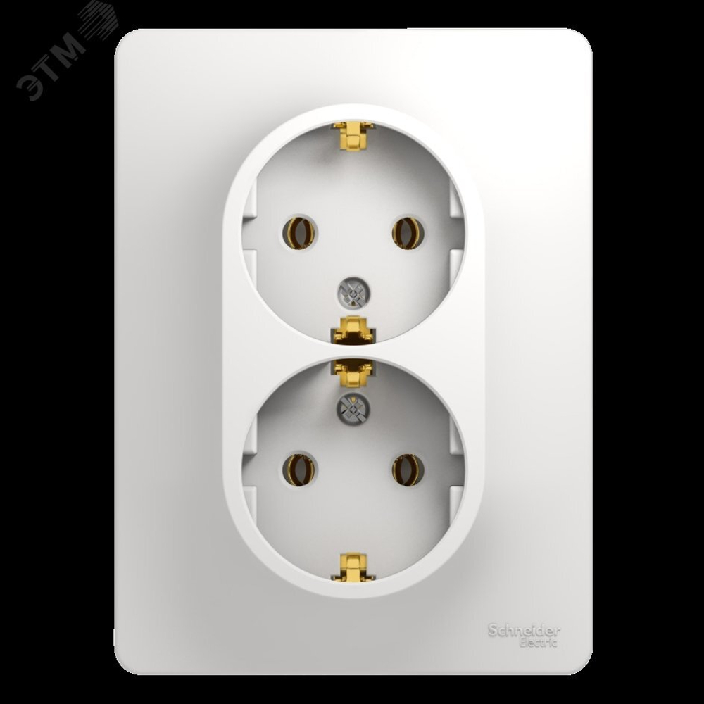 GLOSSA Розетка двойная с заземлением в сборе белая GSL000124 Systeme Electric