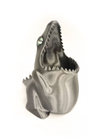 Подставка для карандашей голодный Динозаврик, серебристый, 3D печать