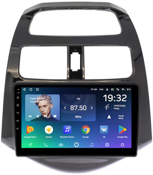Магнитола для Chevrolet Spark M300 2009-2022, Ravon R2 (рамка глянцевая) - Teyes CC2 PLUS монитор 9" QLED, Android 10, Быстрая, SIM-слот