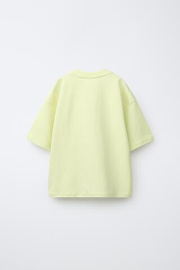 ZARA ОДНОТОННАЯ ФУТБОЛКА ИЗ ИНТЕРЛОКА, ЖЕЛТЫЙ