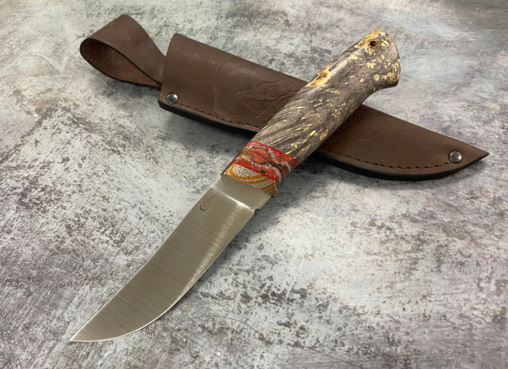Нож Хищник, Bohler S390, макумэ ганэ, зуб мамонта, кап.клена