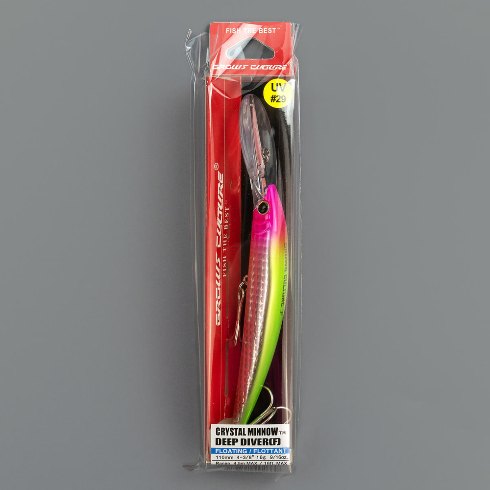Воблер Grows Culture Crystal Minnow Deep Diver 110F (110мм, 16гр)