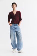 Тонкий трикотажный кардиган с баской - H&M