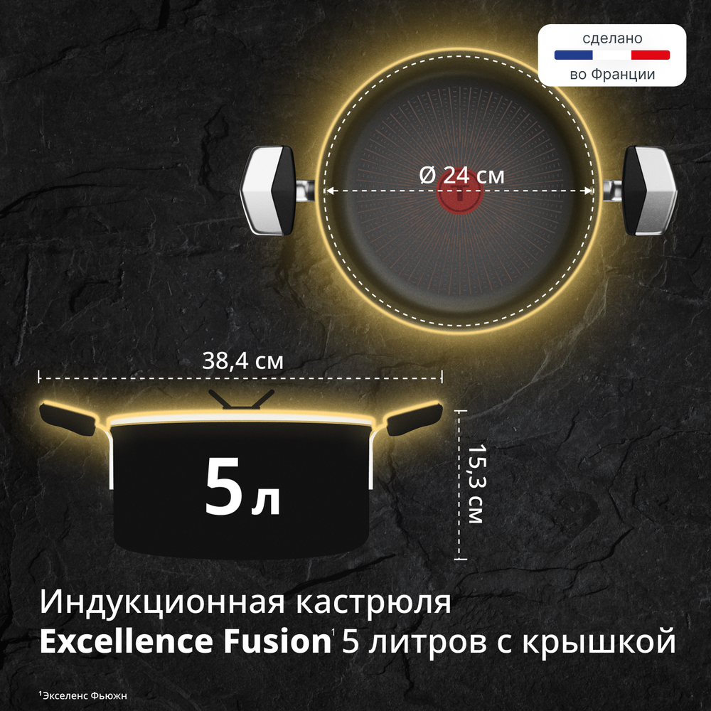 Кастрюля с крышкой Tefal Excellence Fusion 24 см G3414602