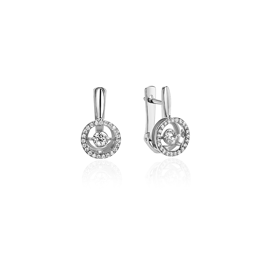 Серьги с фианитом из белого золота 585 пробы JA-S-1С127959