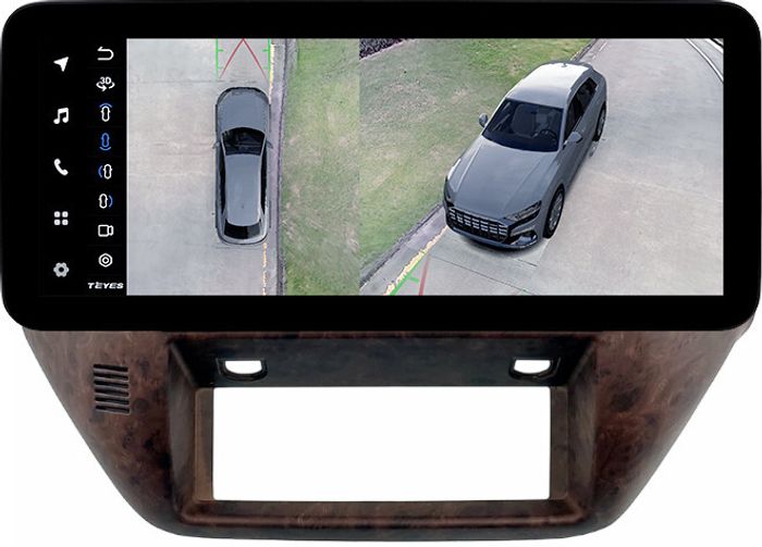 Магнитола для Nissan Patrol Y61 2004-2010 (рамка дерево) - Teyes LUX ONE 360 монитор 12.3" 2K QLED на Android 10, Быстрая, CarPlay, 4G SIM-слот, 4 камеры в комплекте