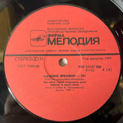 Винтажная виниловая пластинка LP Машина Времени Машине Времени XX (СССР 1991)