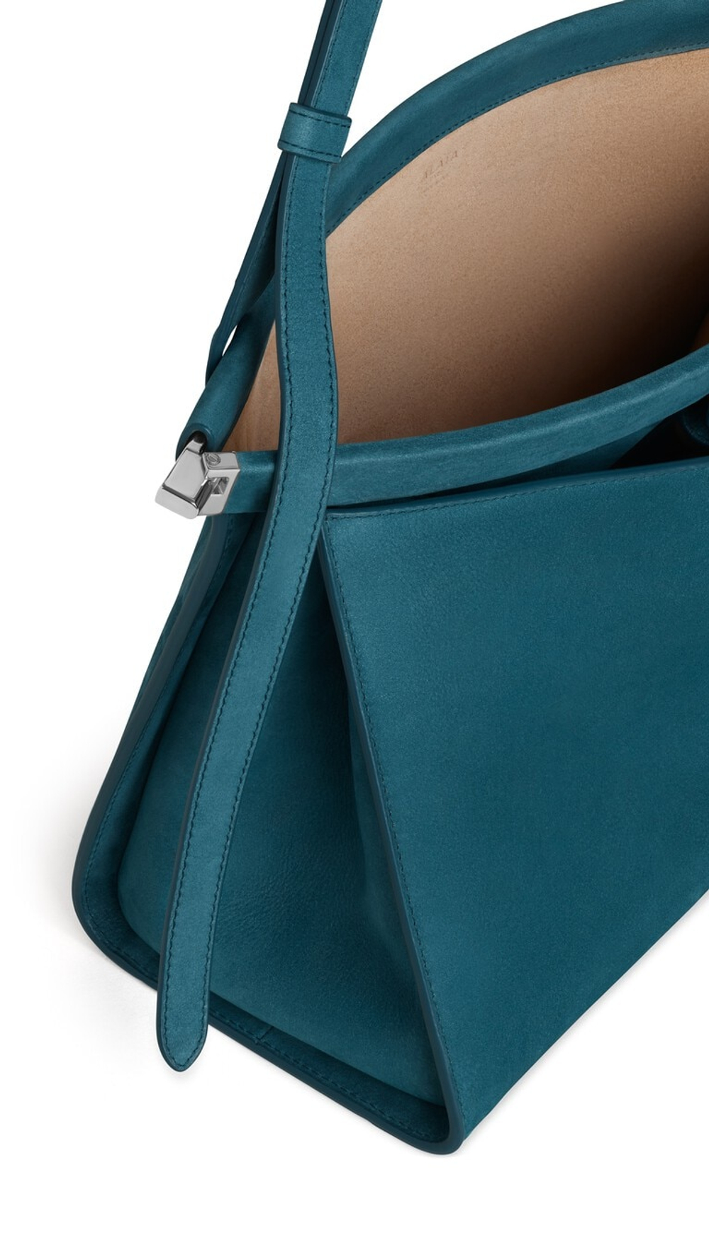 ALAÏA СУМКА LE CLICK POCKET 35 ИЗ НУБУКА, БИРЮЗОВЫЙ