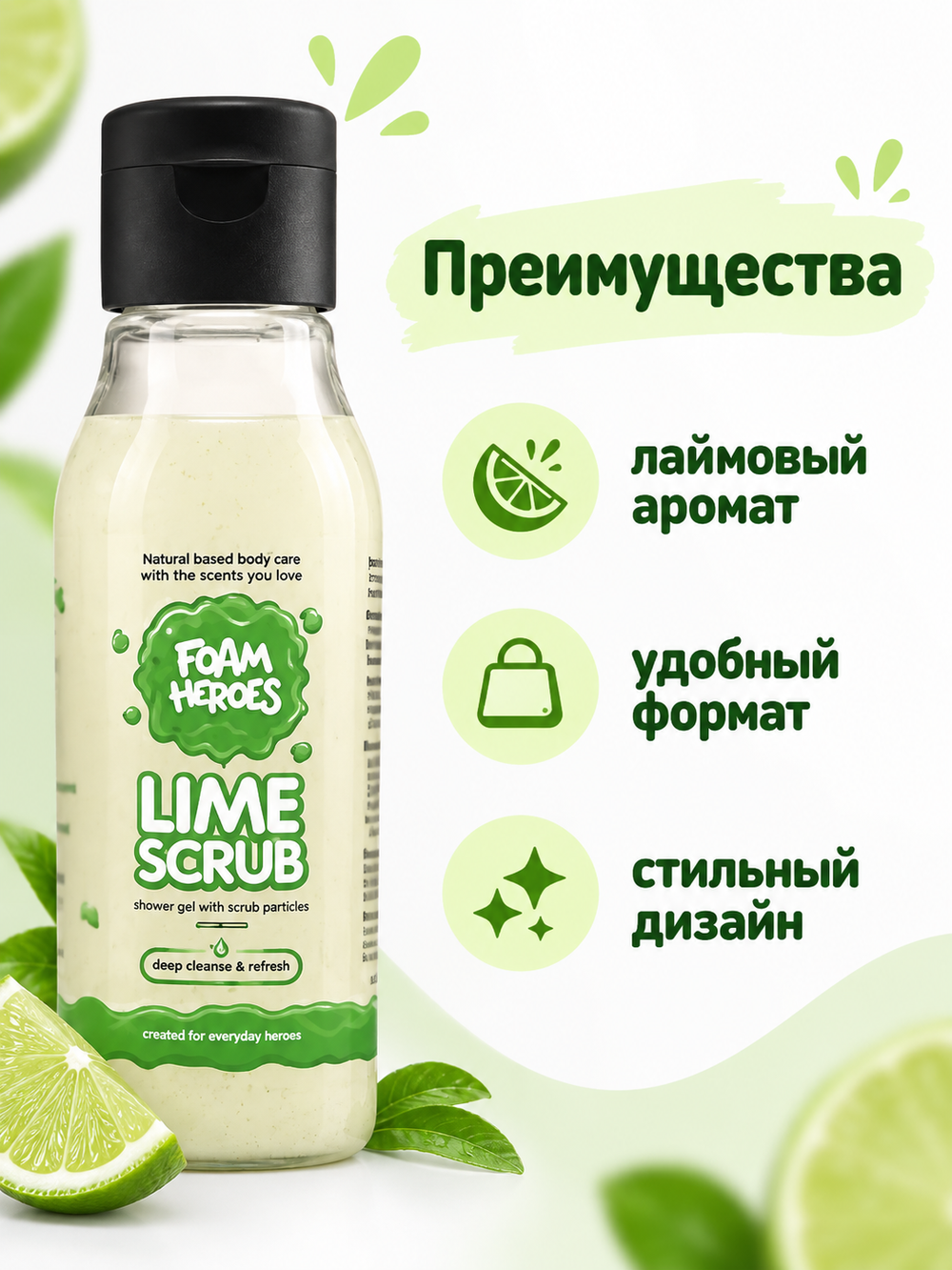 Foam Heroes Lime Scrub абразивный очиститель стекол, 100мл