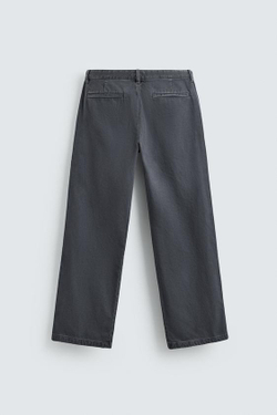 ZARA БРЮКИ ИЗ ВАРЕНОГО ХЛОПКА, СВЕТЛЫЙ ИНДИГО
