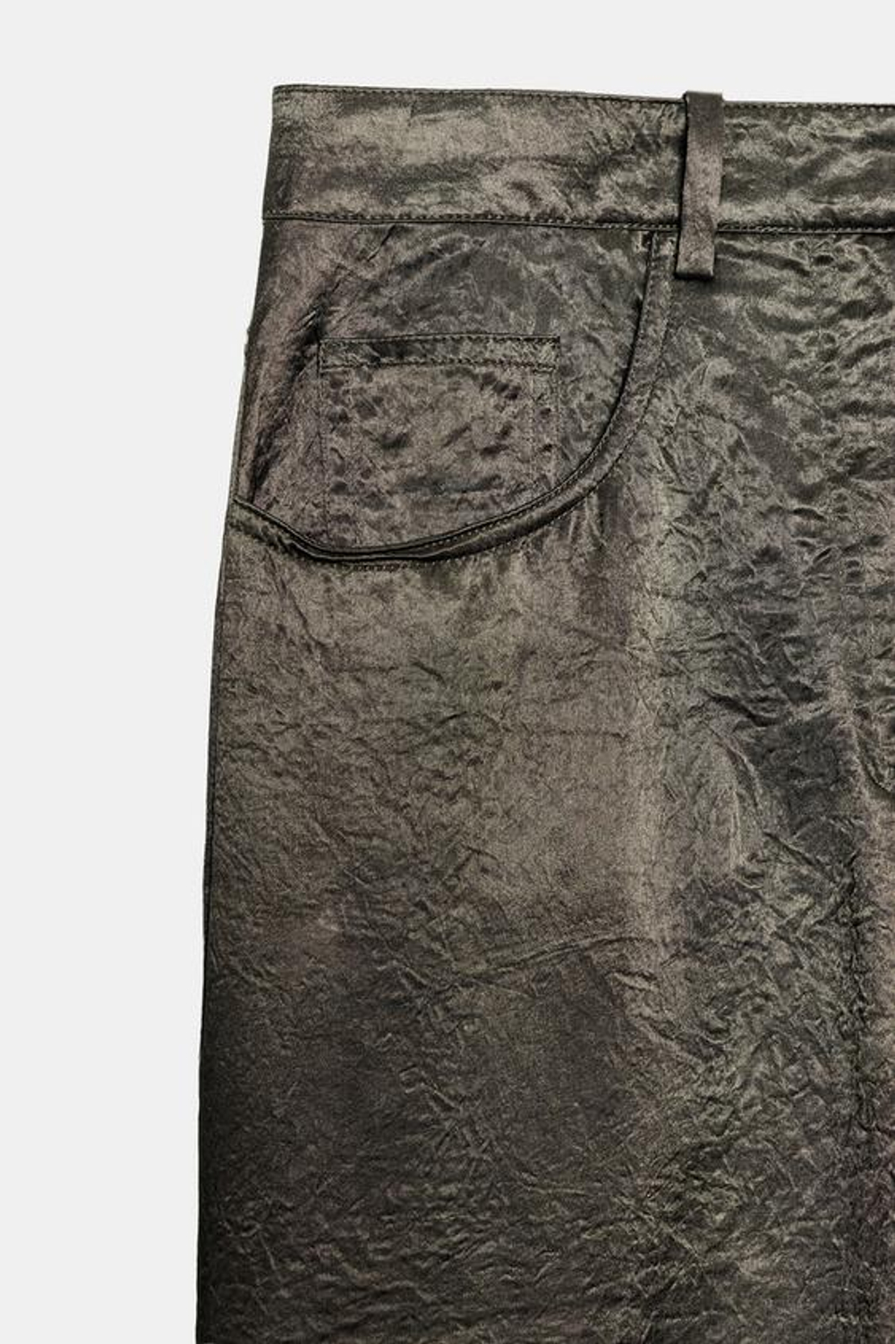 ZARA АТЛАСНЫЕ БРЮКИ — ZW COLLECTION, ТЕМНО-ЗЕЛЕНЫЙ