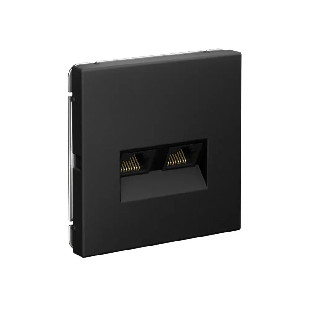ARTGALLERY РОЗЕТКА двойная компьютерная RJ45+RJ45, кат.6А, механизм, КАРБОН